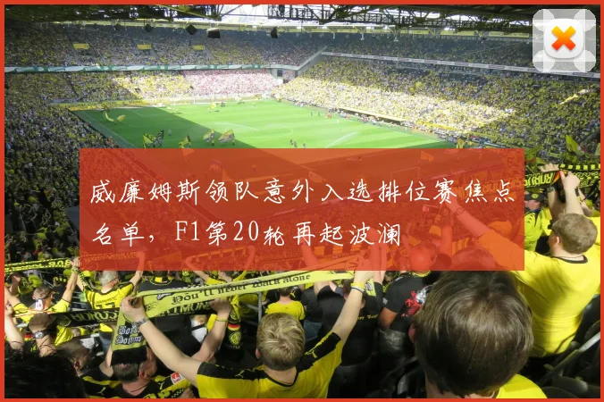 威廉姆斯领队意外入选排位赛焦点名单，F1第20轮再起波澜
